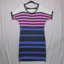 Loft Sweater Dress Striped Multi-Color Black & Purple Women Size | S
