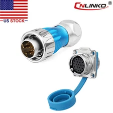 19 Pin Power Connector Male Plug & Female Socket Waterproof IP67 HeavyDuty Metal