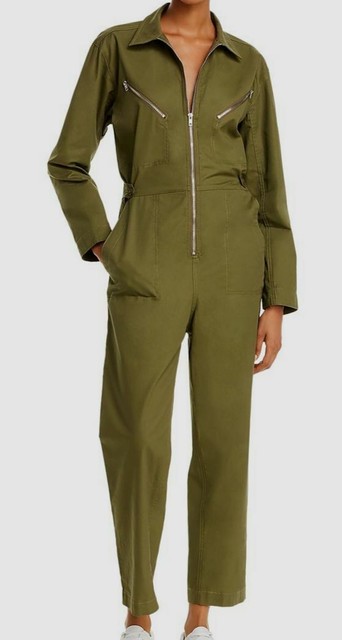 Green Boilersuit Cotton Casual Jumpsuit 