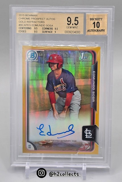 2015 Bowman Chrome Edmundo Sosa GOLD Rookie RC Prospect /50 Auto BGS 9.5 10