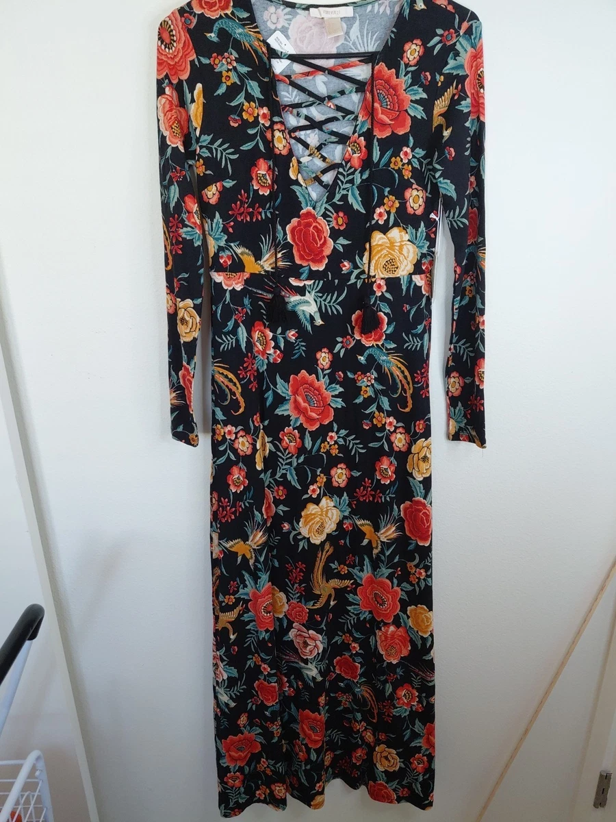 chinese dress ladies NWT Forever 21 Floral Print Maxi Dress-Size Small  Second Bite