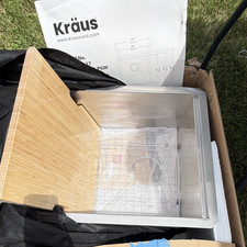 Kraus Stainless Steel Workstation Single Kitchen Sink Square 22.13x20.08x12.4