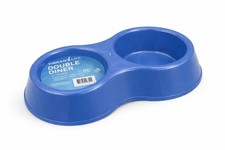 Vibrant Life Double Diner Blue Plastic Pet Bowls Dishwasher Safe,