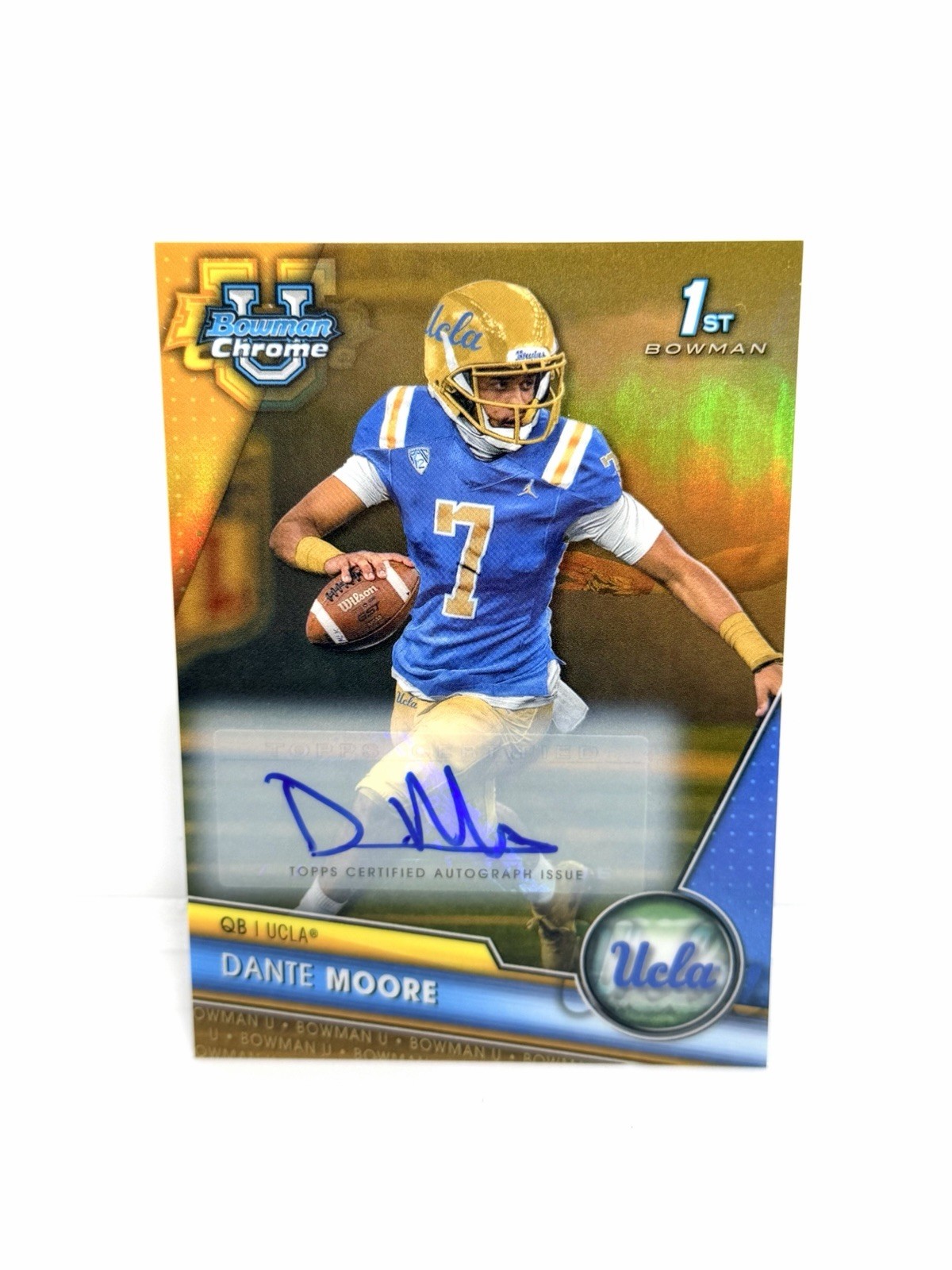 2023 Bowman University Chrome DANTE MOORE 1st Gold Refractor Auto /50 Oregon