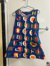 Vtg Mode Sara of California-Numbers And Letters , Full Zip Dress Small FREE SHIP