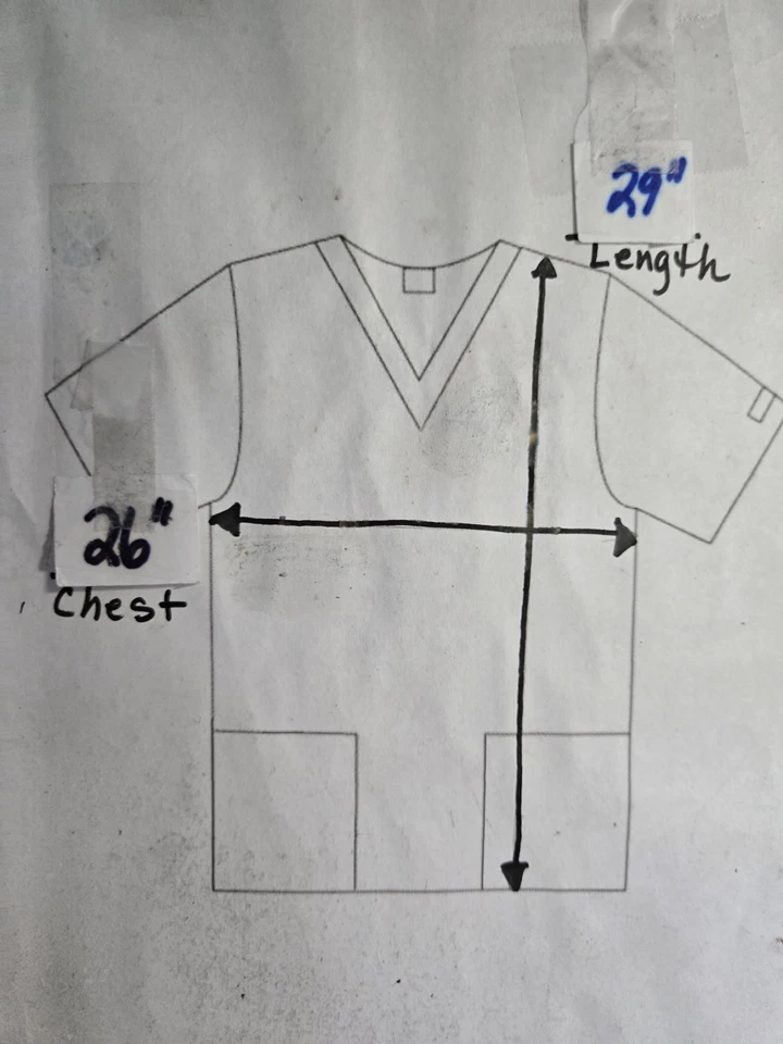 DIVINE CURVES SCRUB TOP size 1X (XL)-Pastel/White Hearts & O's-Chest 26"/L 29" - Image 4 of 4