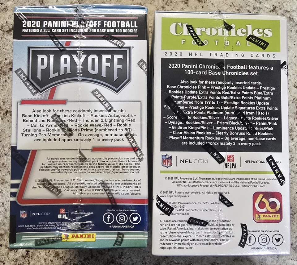 Cajas bláster de fútbol americano Chronicles & Playoff 2020 selladas Herbert Burrow Hurts Love Foto 4 de 4