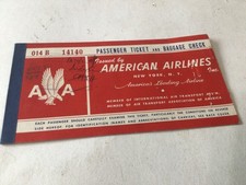 American Airlines Passenger Ticket and Baggage Check 1955 Nashville to Beirut