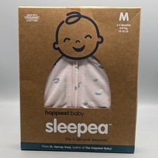 New Happiest Baby Sleepea Swaddle Size M 2-4 Months Organic Cotton Pink Planets