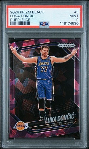 Luka Doncic 2024-25 Panini Prizm Black #5 Purple Ice /149 PSA Mint 9! LA Lakers