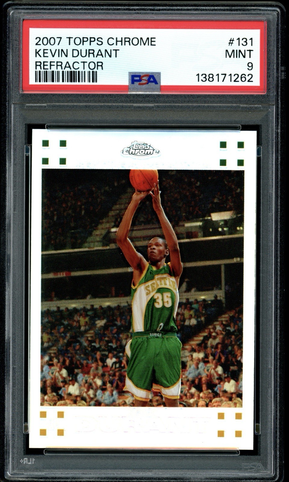 2007-08 Topps Chrome Refractor #131 Kevin Durant RC Rookie /1499 PSA 9