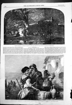 Alter antiker Druck Zigeuner Twilight G Dodgson am Brunnen Fw Topham 1857 19.