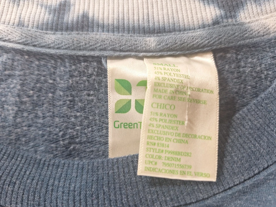 Green Tea Blue Tie Dye Long Sleeve Sweatshirt Women's Size Small  - Image 3 of 4