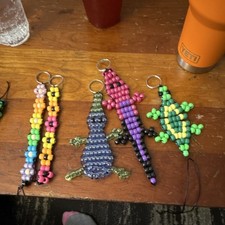 Handmade Beaded Animal Keychains Set of 5 Colorful Unique Designs Multicolor Lot