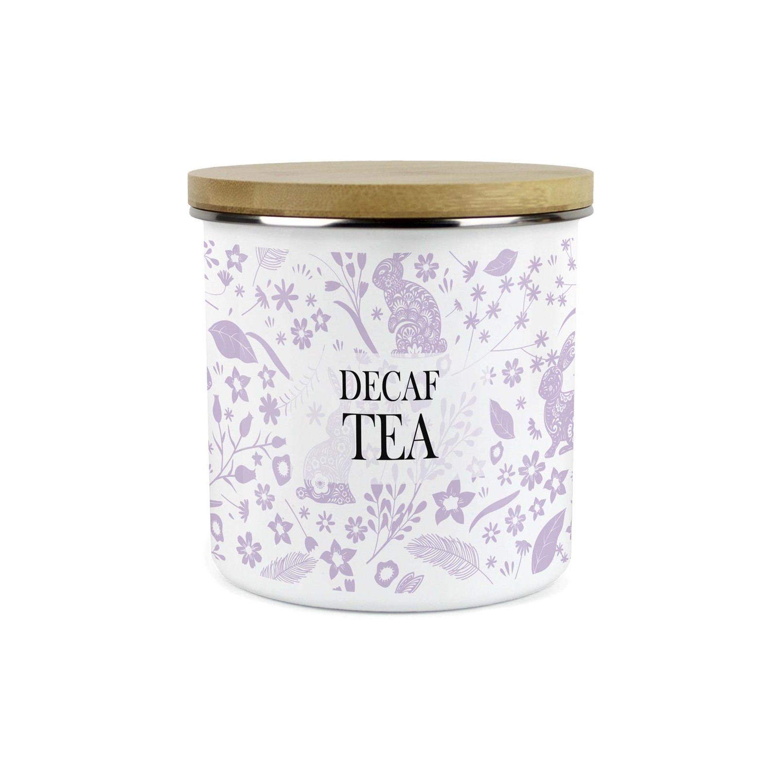 Wild Rabbits Decaf Tea Storage Canister - Lilac Enamel Food/Drink Container
