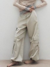 ZARA Light Stone Elastic Waist Cargo Balloon ...