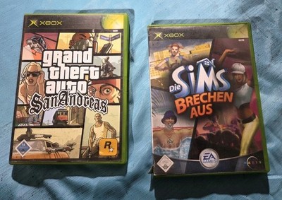 X Box Grand Theft Auto San Andreas + Sims Brechen Aus + XBox HDD