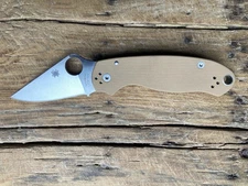 Spyderco Para 3 CPM-10V Satin Plain Blade, Coyote Brown G-10 Factory Second