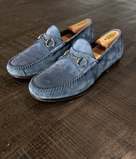 Very Nice Mens Size 8 Blue suede Gucci Horsebit Loafers