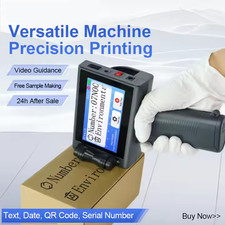 Handheld inkjet printer prints text, batch number, barcode, production date LOGO
