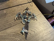 Dragon With Sword, Metal Wall Decor 12" x 8"