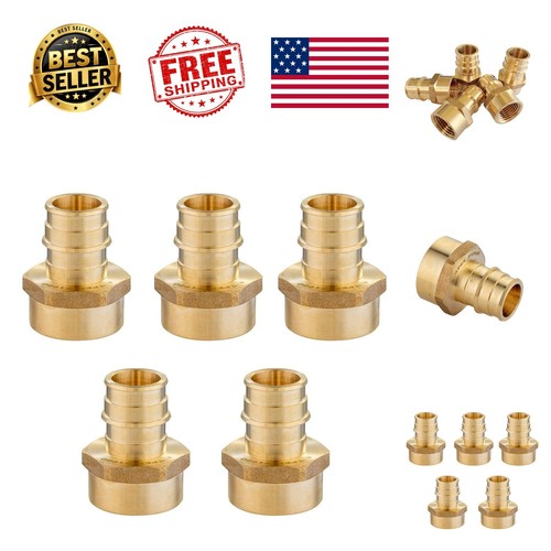 Pex A Expansion Female NPT Adapter 1/2 x 1/2 Inch Brass Fitting 5 Pack