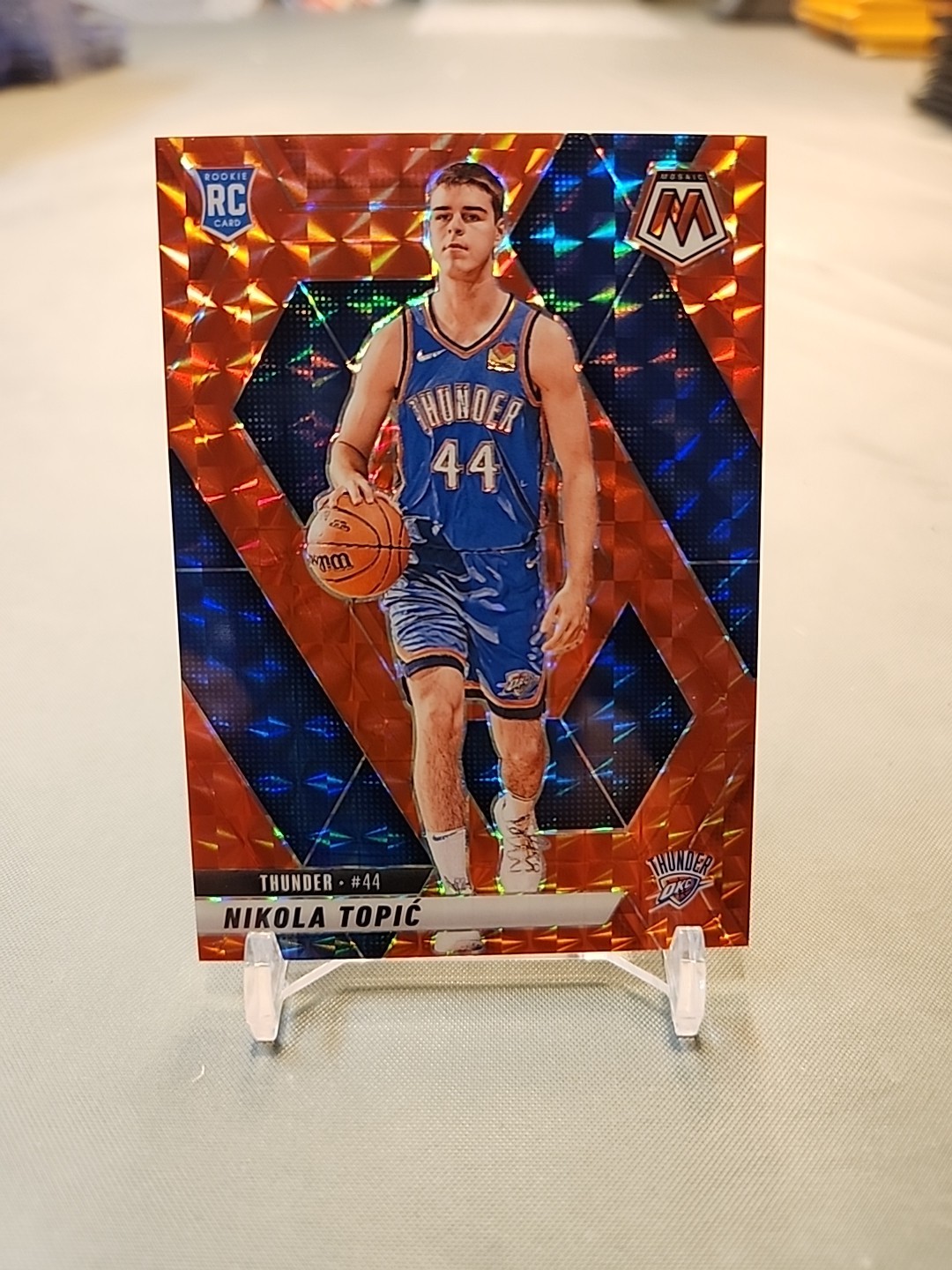 2024-25 Panini Mosaic - Rookies Nikola Topic #242 Orange Mosaic Prizm /249 (RC)