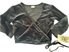 90s Black Velvet Side Tie Dance Top Ballet Jazz Medium