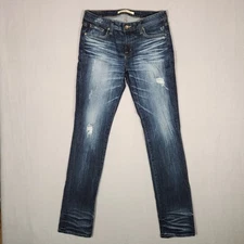 Big Star Jeans Womens 27 Long Blue Maddie Straight Stretch Distressed Denim