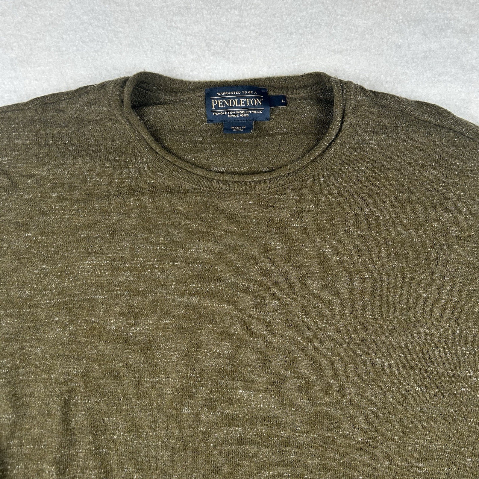 Pendleton Green Crew Neck Sweater Pullover Marled… - image 2