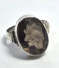 Smokey Quartz 11.6ct large gemstone vintage sterling silver ring size 8.5