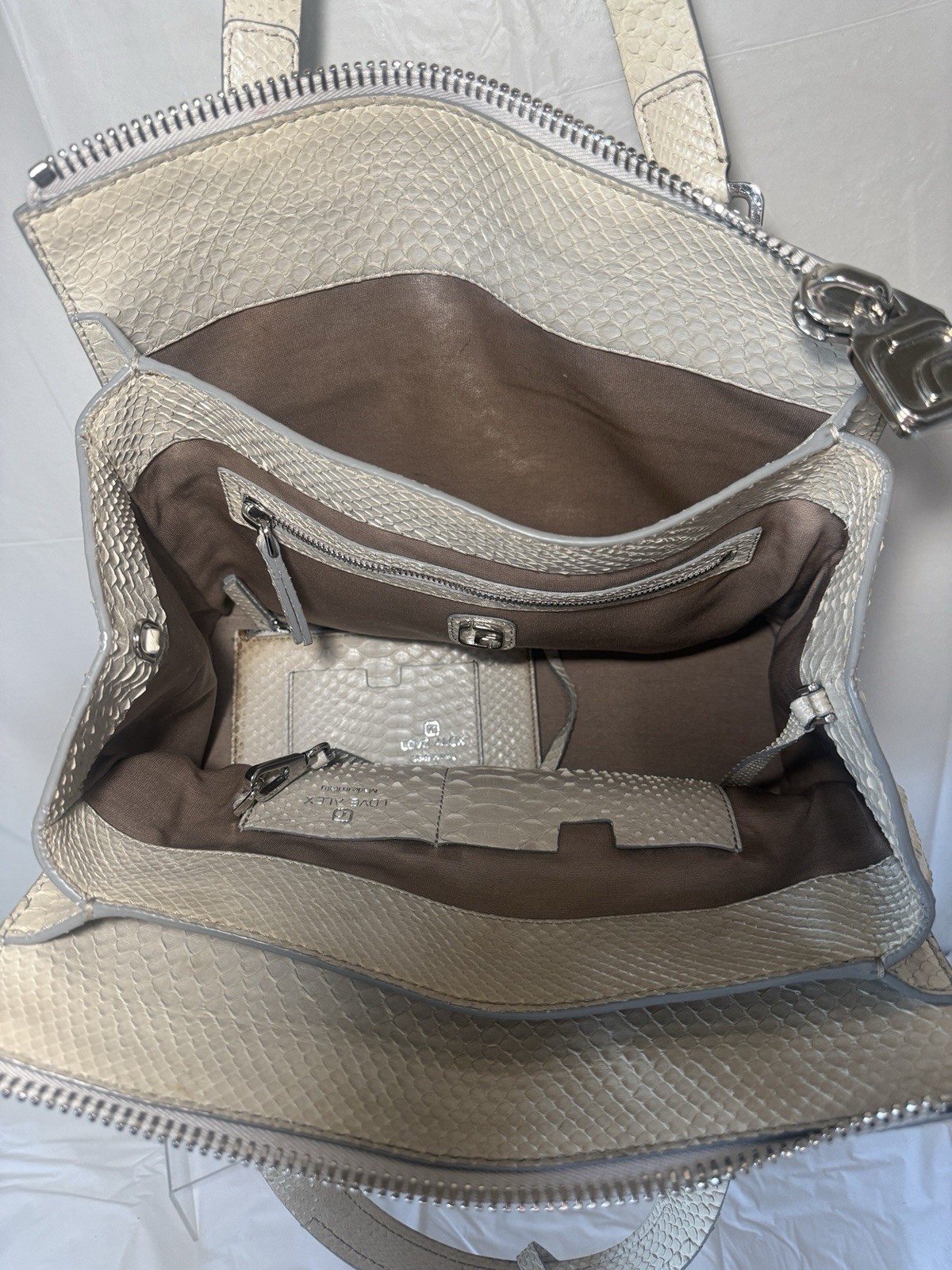 ALEXANDRA CLANCY Oren Python satchel in Ivory/cre… - image 12