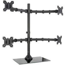 VIVO Quad Monitor Desk Stand Mount Freestanding Glass Base | 4 Screens up to 27"