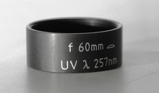 Spindler & Hoyer / Linos 257 nm UV Lens, f.l. 60 mm, 25 mm O.D., Mounted Singlet