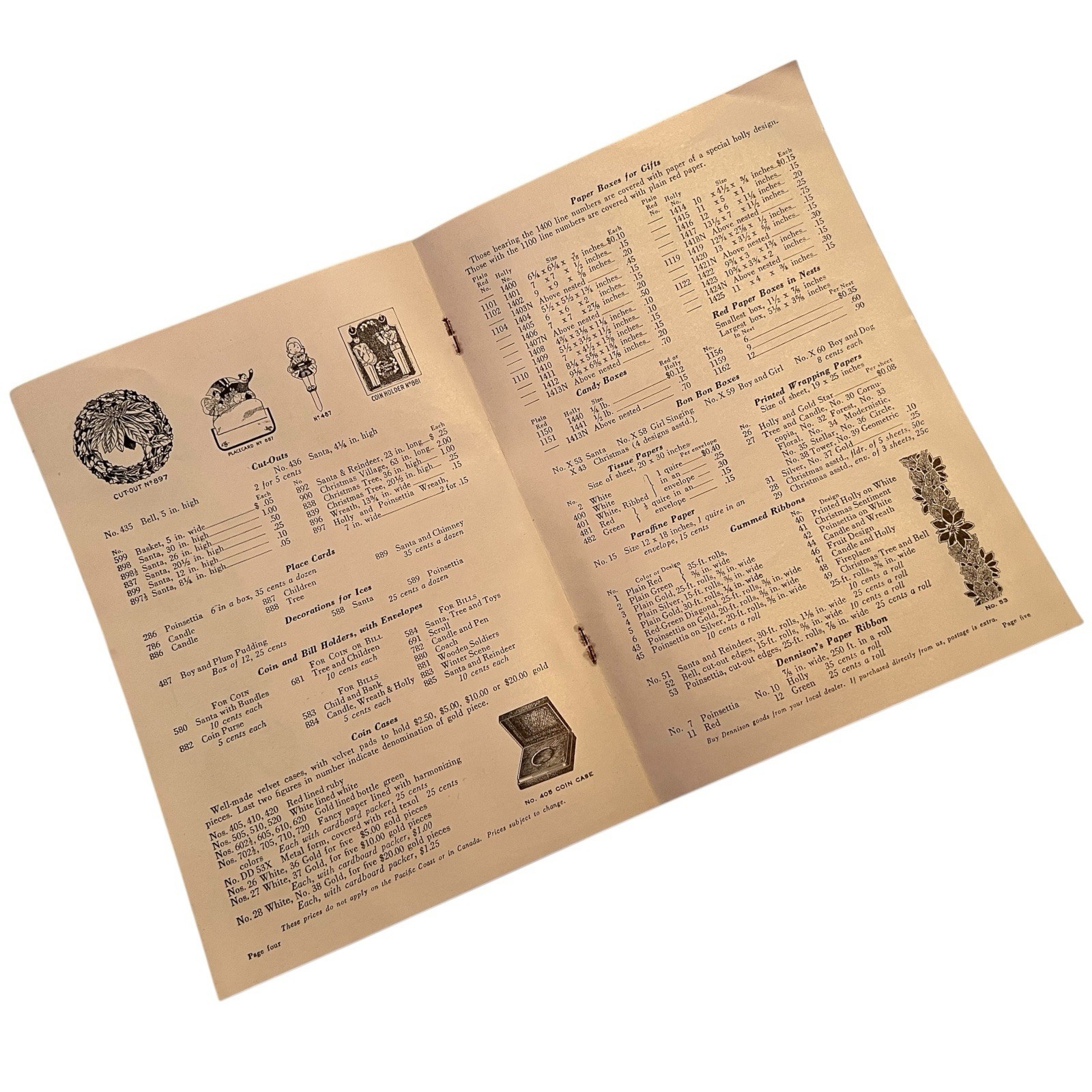 Vtg 1920s Catalog Dennison Goods For Christmas Price List Advertising Booklet