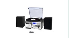 Compact All-in-One Record Player with External Speakers  Bluetooth Connectivity