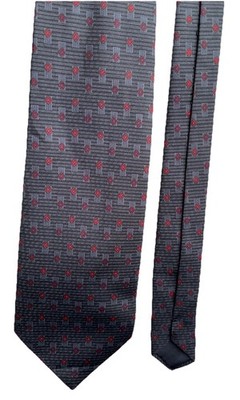 Herrenkrawatte anthrazitgrau rot bunt geometrisch Vintage gemustert 3,5'' breit 55'' lang