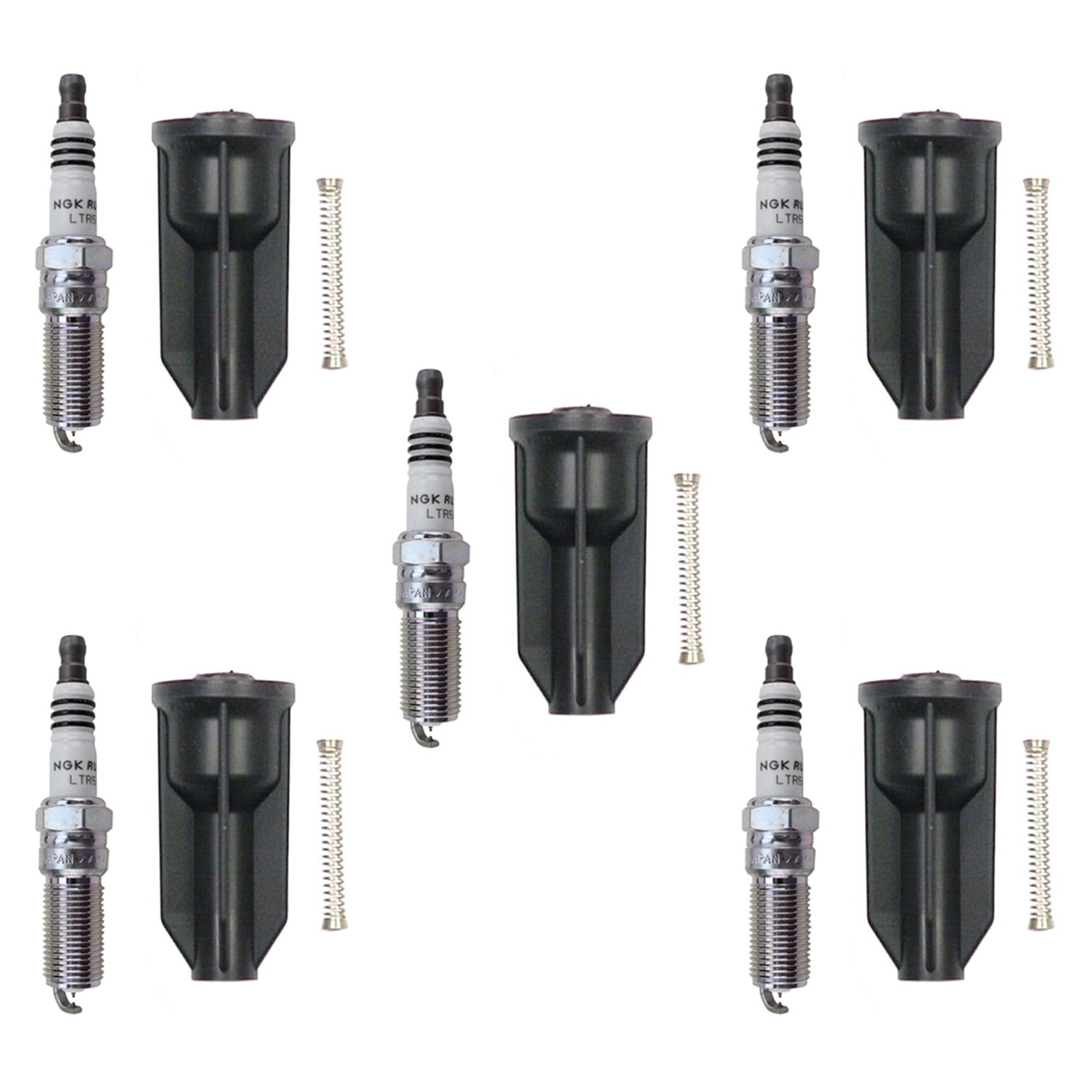 NGK 5 Ruthenium HX H.I. Spark Plugs  Denso Coil Boots Kit for Canyon Colorado