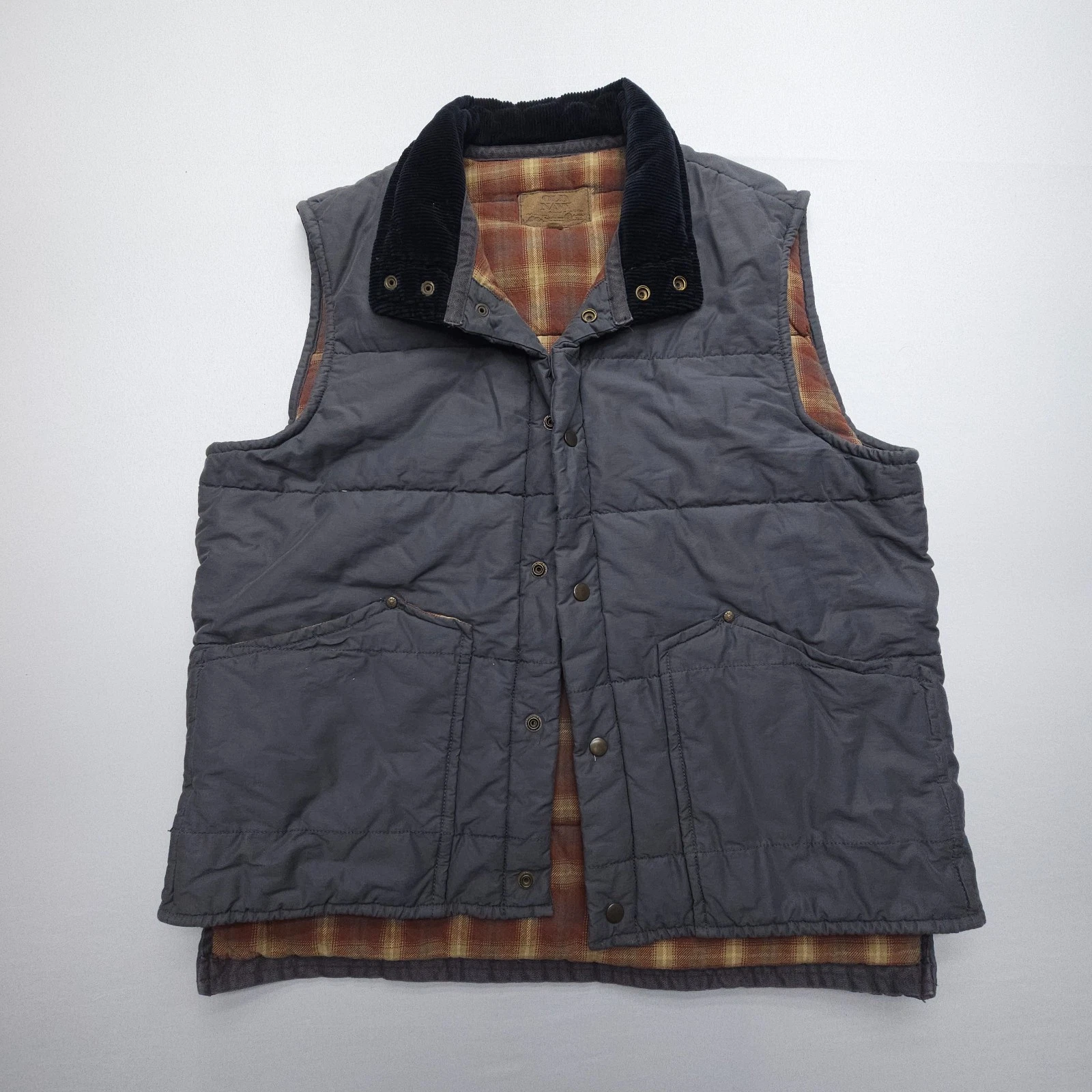 Vintage Old Navy Snap Vest Mens XL Plaid Flannel Lined Corduroy Collar Y2K 2006
