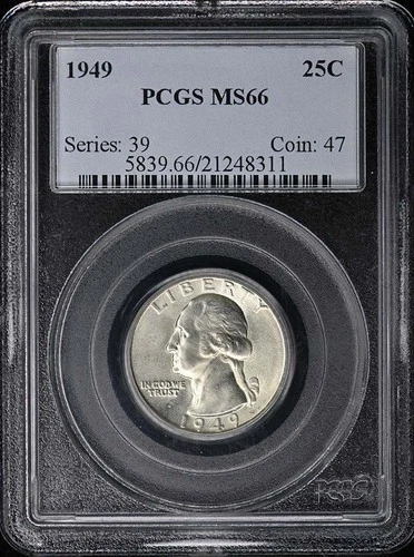1949 25C Washington Quarter PCGS MS66