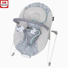 EZ Bouncer Baby Seat W/ Vibrations Toy Bar Adjustable Headrest 3-Point Harness