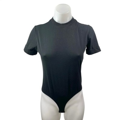 WeWoreWhat Danielle Berstein Women's Black Mock Neck T-Shirt Bodysuit Top Sz XS