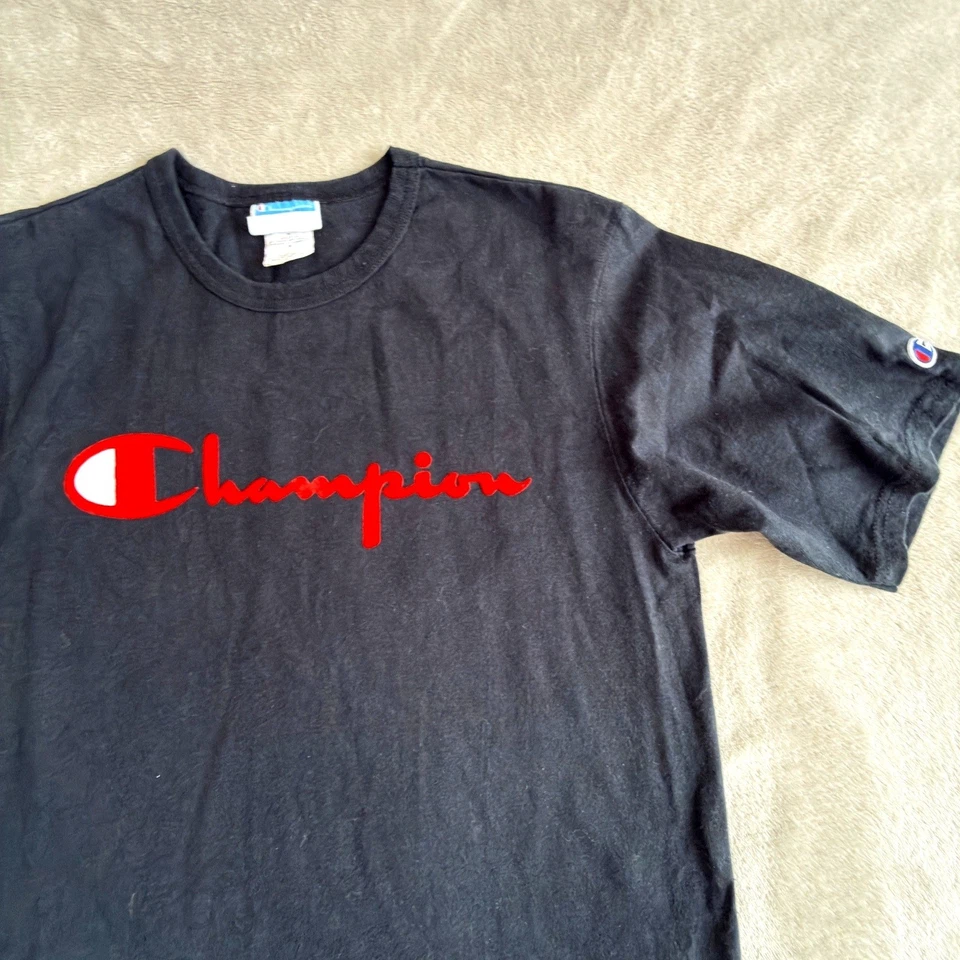 Champion Camiseta Hombre Talla M Algodón Negro Con Logo Manga Corta - Imagen 1 de 4