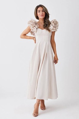 Lovely new Lydia/Karen Millen ivory taffeta ruffle maxi dress, size 8,  rrp £329