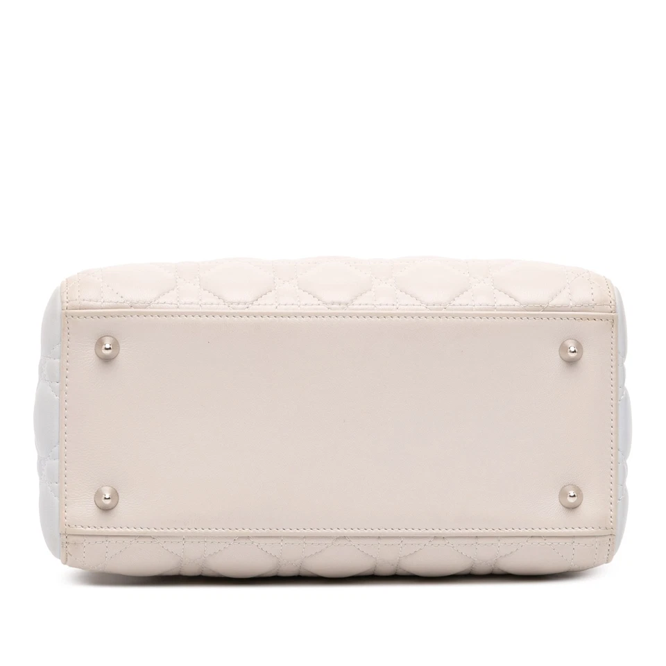 Autenticado Dior Medio Tricolor Piel de Cordero Cannage Dama Dior Marrón Foto 3 de 4