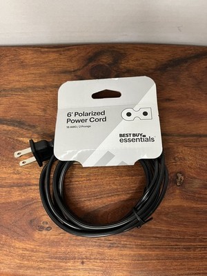 Best Buy essentials- 6' 2-Slot Polarized Power Cord - Black - NEW 