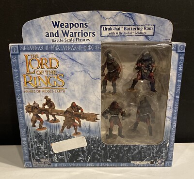 LOTR Middle Earth Battle Scale Figures Uruk-hai Battering Ram & 4 Soldiers NIB