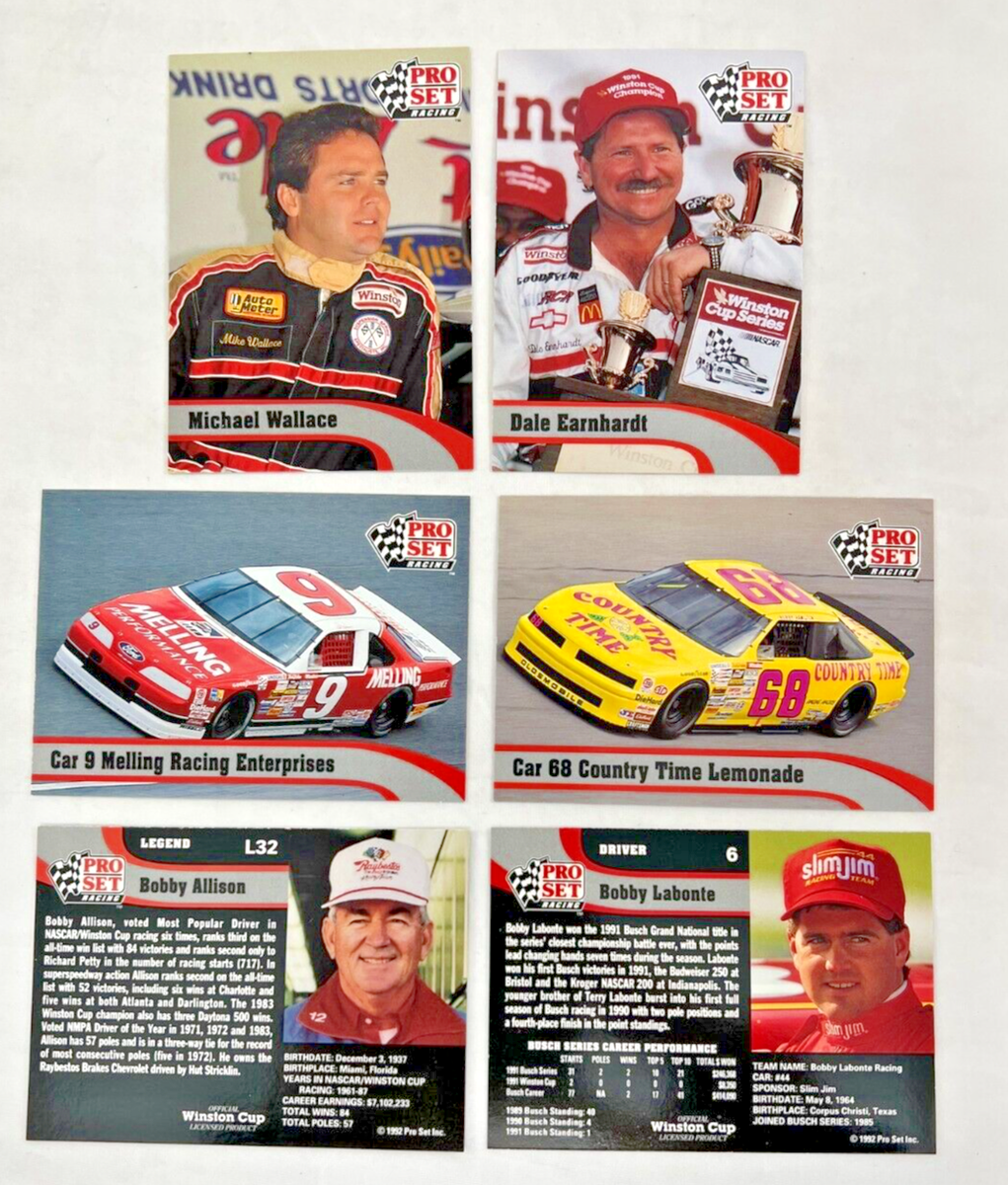 Pro Set Racing WINSTON CUP SERIES 1992 Edition Complete Card Set