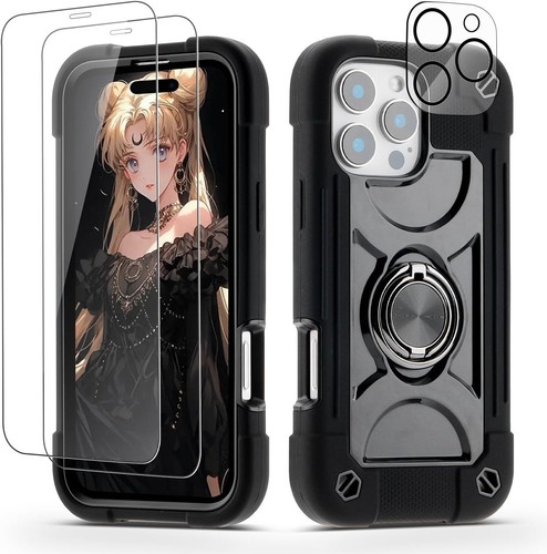 For iPhone 16 Pro Max Military Grade Rugged Case w Screen Protector & Lens Cover