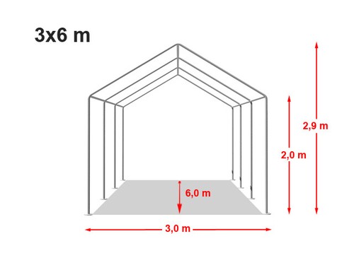Partyzelt 3x6m Festzelt Gartenzelt Pavillon Bierzelt wasserdicht PVC grau-weiß - Bild 6 von 8